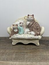 Lauren Marems Cats On Couch Chair Signed Hand Painted Art Sculpture Orange Tabby picture