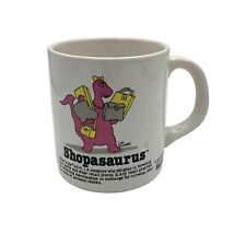 Vintage Cliff Galbraith White Mug ShopaSaurus Pink Dinosaur 1986 picture