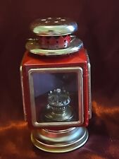 VTG 60’s Red & Goldtone Metal Carriage Lamp Lantern Oil Light Made in Hong Kong picture