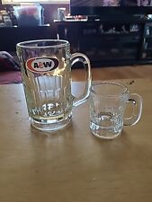 Vintage Aw Mug Set Of 2 Big And Mini  Glass Mugs picture