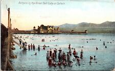 C.1910s Great Salt Lake Bathers Period Swimsuits Beach Crowd Utah Postcard A55 picture