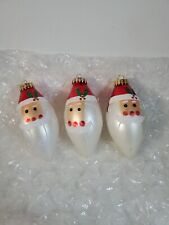 Vintage Christmas Tree Ornaments BLOWN GLASS Santa HANDPAINTED Set Of 3  picture