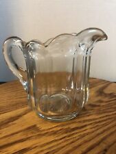 Vintage Glass Pitcher In Etched Glass. Holds 16 Ounces. picture