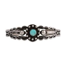 NATIVE MAISELS STERLING TURQUOISE APPLIED STAMPED CUFF BRACELET 6.25