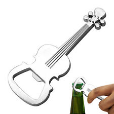 2pcs Electric Guitar Shape Keychain Smooth Silver Rock Roll Bottle Opener picture