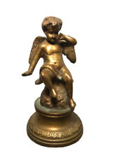 Vintage solid brass Weeping ￼ Angel cherub Statue 5/1/2 X 3” picture
