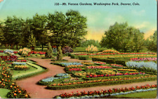 Vintage 1940's Mt. Vernon Gardens Washington Park Denver Colorado CO Postcard picture