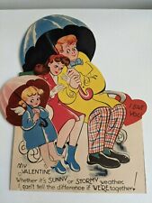 Vintage Large Mechanical Valentine's Day Card Couple on Bench 7.75