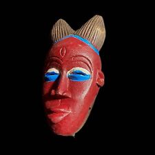 Mask African Tribal Face Guru Wood Hand Carved Vintage Wall Hanging-8137 picture