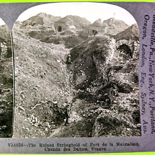 c1910s WWI Ruined German Stronghold Fort La Malmaison Chemin des Dames France V4 picture