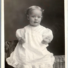 ID'd c1910s Adorable Little Girl SHARP RPPC Bright Blue Eye Cute White Baby A192 picture