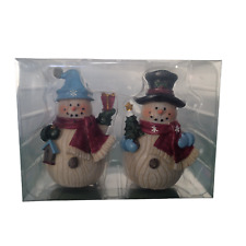 Set of 2 Resin Snowmen Figures with Scarves Christmas 2022 Holiday Season picture