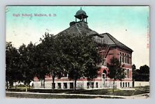 Madison SD-South Dakota, Exterior High School, Vintage Postcard picture