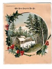 Great Imperial Tea Co New Brunswick NJ House in Snow Holly Vict Card c1880s picture
