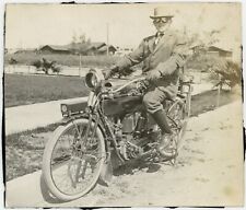 Antique Motorcycle Photo 1900s Motorbike Goggles Bicycle Vintage J10078 picture