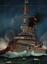 Rare Naval Art German Imperial Navy Battleship WWI c1907 Postcard #822-2 picture