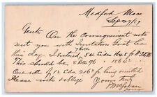 1887 PM Gowan Converse Stanwood Medford Boston Massachusetts MA Postal Card picture