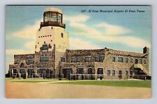 El Paso TX- Texas, El Paso Municipal Airport, Antique, Vintage Souvenir Postcard picture