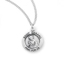 Unique Sterling Silver Round Medal Saint Gerard Size 0.7in x 0.6in picture