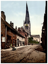 England. Derbyshire. Chesterfield Church. Vintage Photochrome by P.Z, Photochr picture