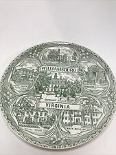 VINTAGE HAND PAINTED WILLIAMSBURG VIRGINIA PLATE GREEN GOVERNORS PALACE SU1 picture
