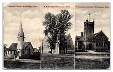 1916 Baptist, M.E., and Presbyterian Churches, Winnebago, MN Postcard picture