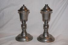 Antique Pair of Pewter Whale Oil Lamps 19th Century Rufus Dunham Portland Maine. picture