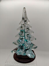 Vintage Clear Green Art Glass Christmas Tree Hand Blown 6