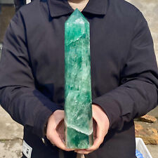 6LB Large Natural green fluorite crystal column obelisk healing specimen picture