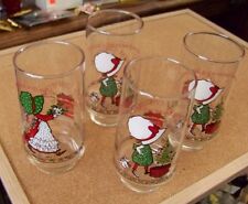 FOUR - Coke Coca-cola Christmas Holly Hobbie glasses glass 2 different picture