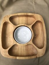 Wooden Chip/Vegetable Serving Dish w/Ceramic Bowl New Beautiful ***Price Reduced picture
