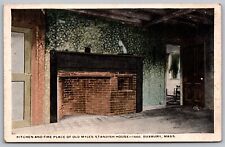 Kitchen Fire Place Old Myles Standish House Duxbury Massachusetts Mass Postcard picture