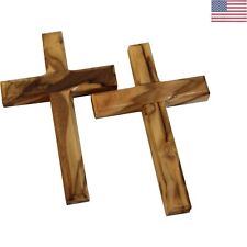Pair 2 of 4 Inch Olive Wood Wall Hanging Crosses from Bethlehem 3.75 Inches -... picture
