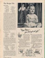Magazine Ad - 1948 - Johnson's Baby Powder - Mom in playpen picture