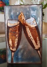 Spiritiles By Houston Llew Glass On Copper Wall Plaque 048 Bubbly Champagne picture
