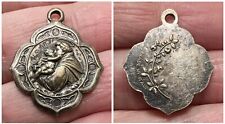 Vintage Made in Italy Art Nouveau ST. ANTHONY Small Silver Tone Medal Pendant picture