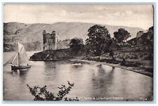 c1910 Boating at Loch Ness & Urquhart Castle Scotland Antique Posted Postcard picture