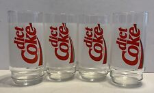 VTG Diet Coke Glass Tumblers (4) White Red Spellout 5 1/2” picture