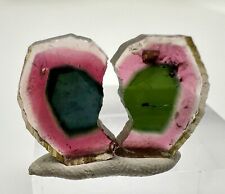 Amazing Multi Color Watermelon Tourmaline Pair Slice From Afghanistan picture
