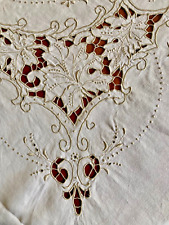 Vintage Linen MADEIRA CUTWORK EMBROIDERY TABLECLOTH 86