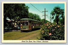 New Orleans Louisiana LA Street Car Scene Classic Cars  VINTAGE Postcard picture