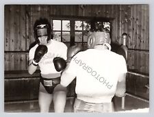 Old Photo B/W Two Boxers Boxing Ring Training Shorts Gloves  (#8) picture