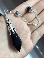 Pretty 12 Facted Natural Black Obsidian Chakra Pendulum Reiki Point Healing Gift picture