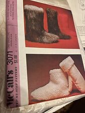 Vintage 1971 Mcalls 3071 Boot Slippers & Mittens In Fur Fabric Pattern picture