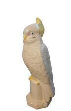 Vintage Cockatoo Figurine White Glazed Ceramic Porcelain Hainpainted Parrott 8