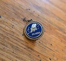 Vintage WWII US Navy Seabees Pin Sterling Silver Enamel picture