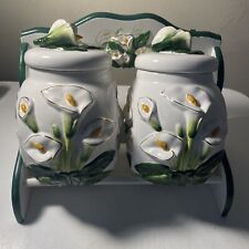 Two Calla Lilly Jars With Hanging Stand NWOT picture