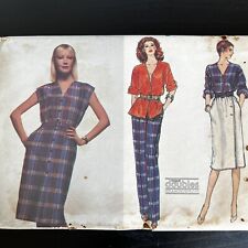 vintage 1980s Vogue 7624 Top or Dress Skirt Pants Sewing Pattern 10-12 XS UNCUT picture