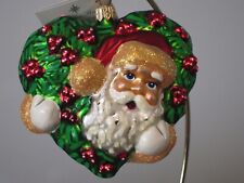 Christopher Radko HOLLY JOLLY CLAUS/Holly Berry /Heart/Santa Christmas Ornament picture