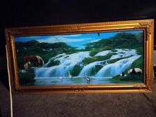 Vintage 1970’s Wall Decor Large Waterfall Picture Lights & Bird Sounds 38.5” picture